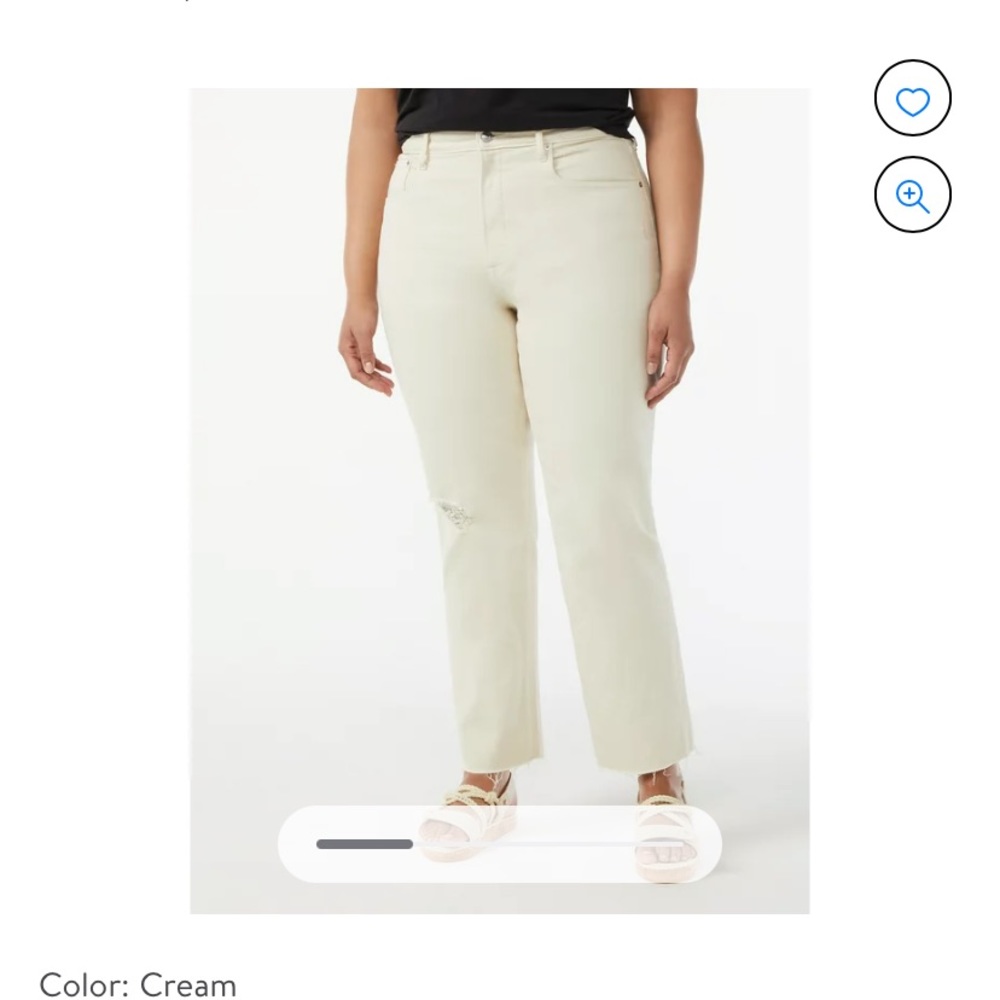 Super high rise straight cream, size 6, distressed